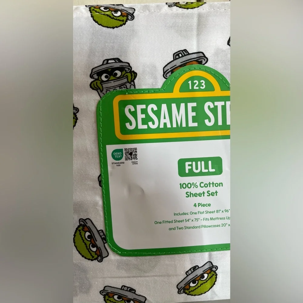New 100% cotton Sesame Street Oscar the Grouch bedding sheet set cartoon kid’s
